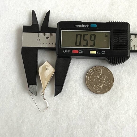 Sterling Silver 925 1.68" Kite Shaped Abalone Shell Inlay Dangle Earrings - Picture 14 of 16